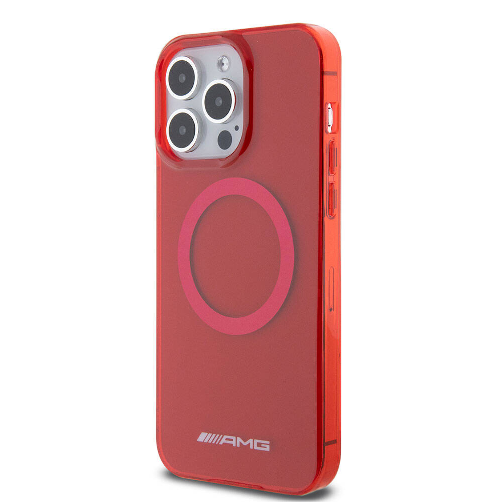 Apple iPhone 15 Pro Max Case AMG Original Licensed Transparent Cover with M-safe Charging Feature Red