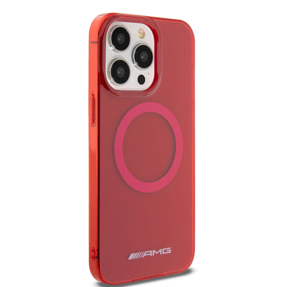 Apple iPhone 15 Pro Max Case AMG Original Licensed Transparent Cover with M-safe Charging Feature Red