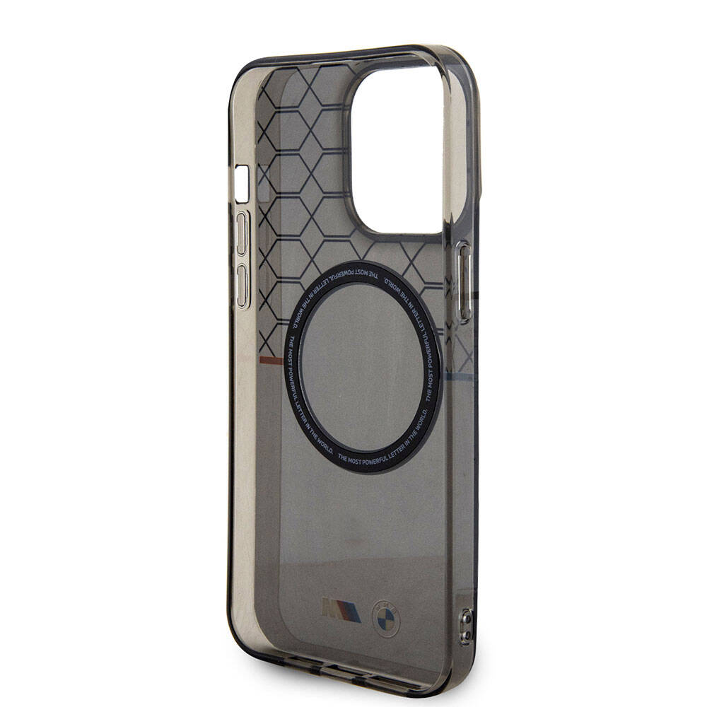 Apple iPhone 15 Pro Max Case BMW M-safe Charging Feature Transparent M Design Original Licensed Cover Gray