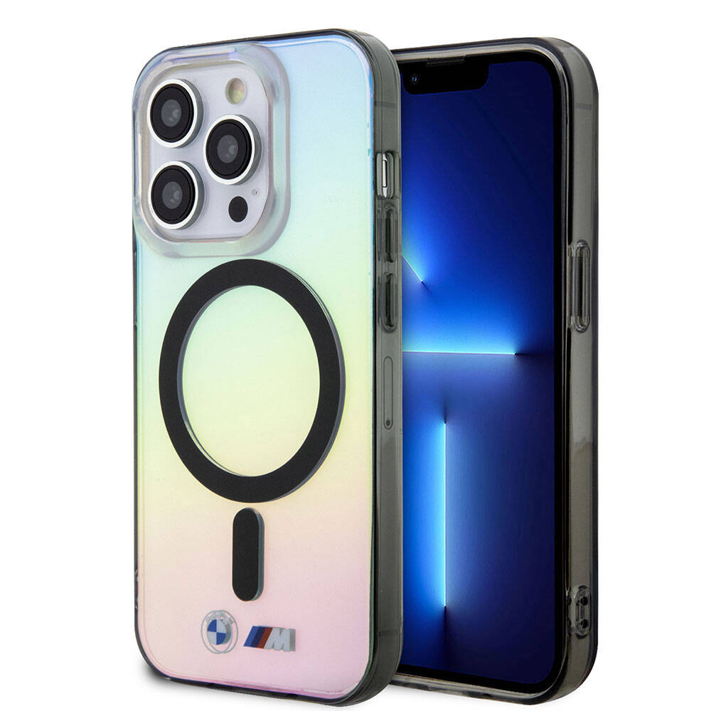 Apple iPhone 15 Pro Max Case BMW M-safe Charging Feature Transparent Color Transition Iridescent Original Licensed Cover Mixed