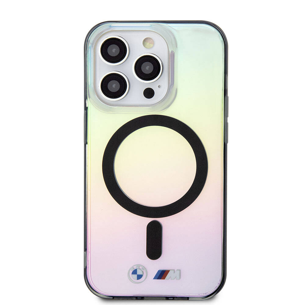 Apple iPhone 15 Pro Max Case BMW M-safe Charging Feature Transparent Color Transition Iridescent Original Licensed Cover Mixed