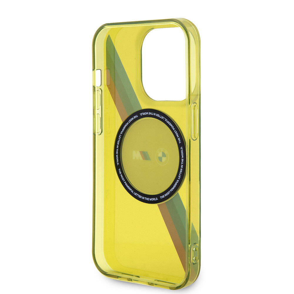 Apple iPhone 15 Pro Max Kılıf BMW M-safe Şarj Özellikli Transparan Tricolor Stripes Orjinal Lisanslı Kapak Yeşil