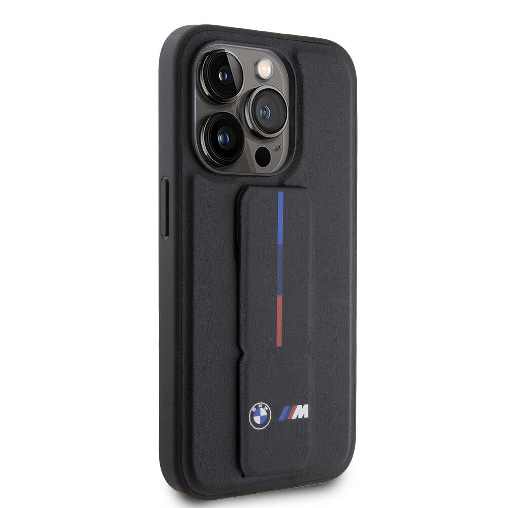 Apple iPhone 15 Pro Max Case BMW Original Licensed M Stripe and Logo Stand Cover Black