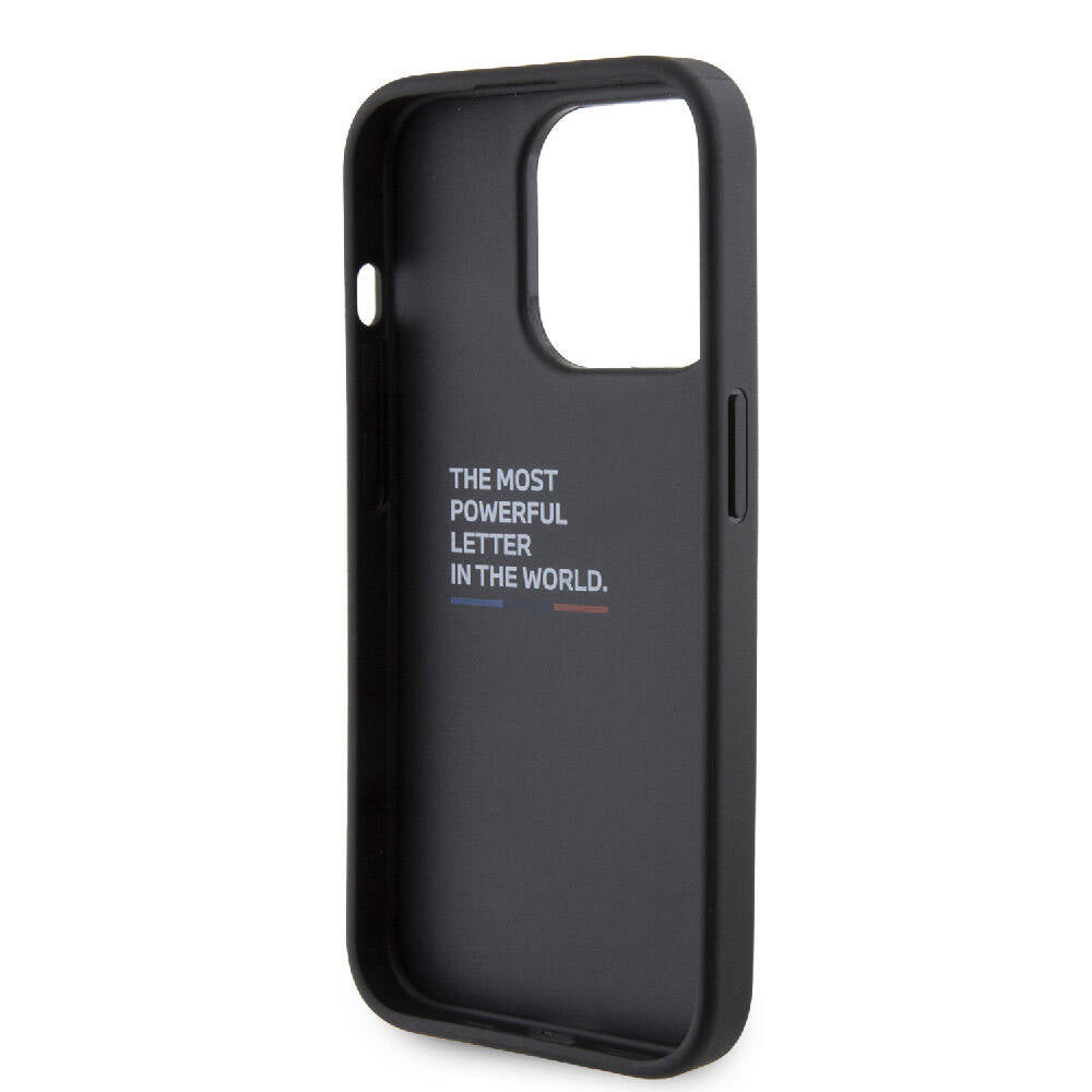Apple iPhone 15 Pro Max Case BMW Original Licensed M Stripe and Logo Stand Cover Black
