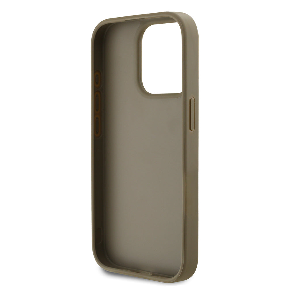 Apple iPhone 15 Pro Max Case DKNY Original Licensed Stoned DKNY Written Metallic Rhinestones PU Leather Cover Brown
