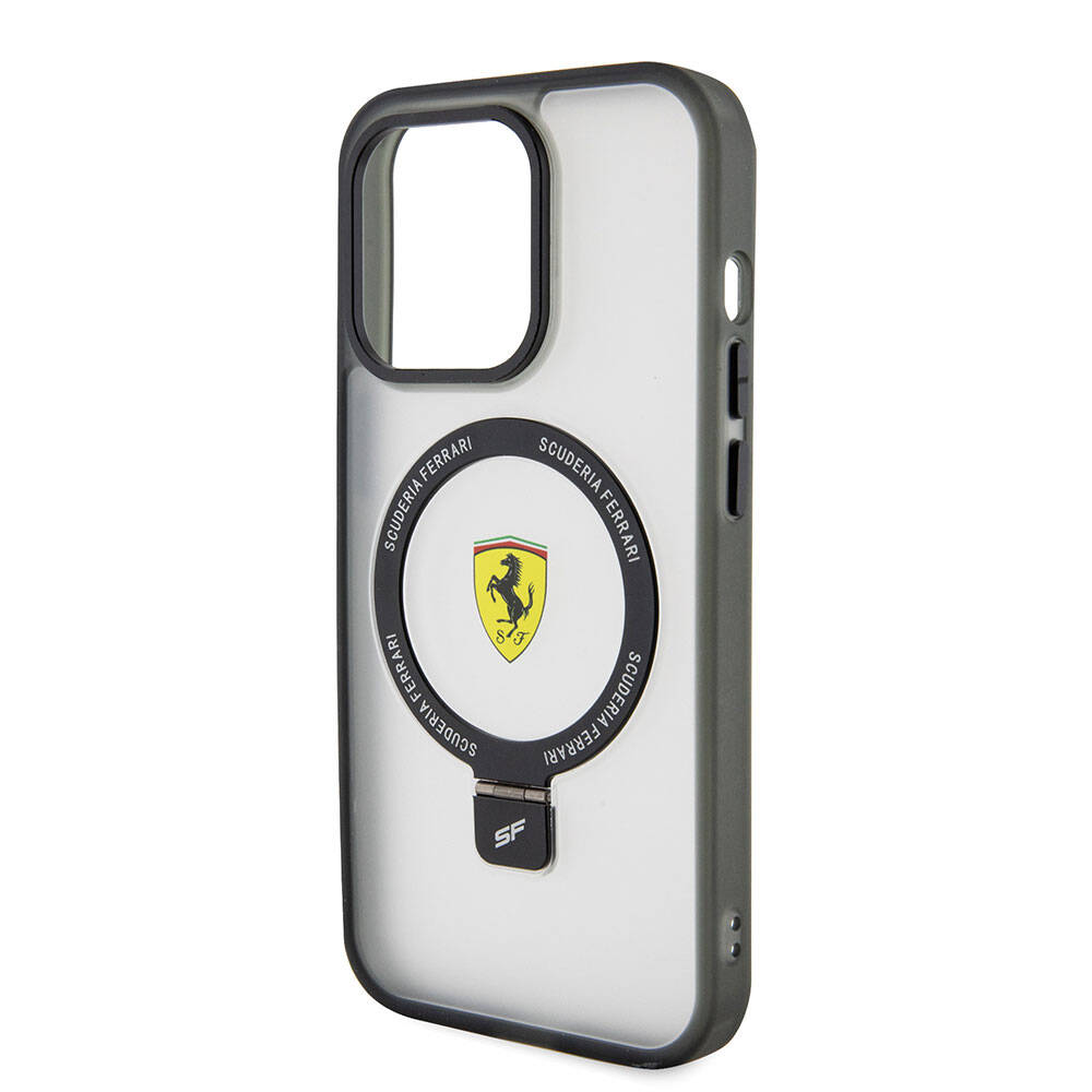 Apple iPhone 15 Pro Max Case Ferrari M-safe Charging Stand Frosted Surface Design Cover Red