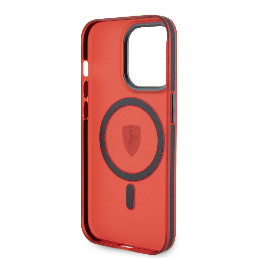 Apple iPhone 15 Pro Max Case Ferrari Original Licensed M-Safe Charging Feature Contrast Bumper Cover Black