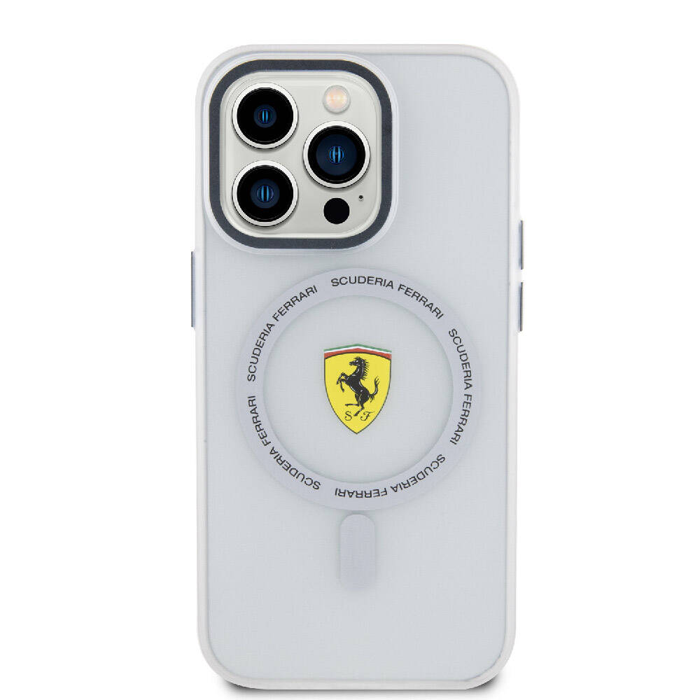 Apple iPhone 15 Pro Max Case Ferrari Original Licensed M-safe Charging Feature Contrast Bumper SF Ring Cover Red