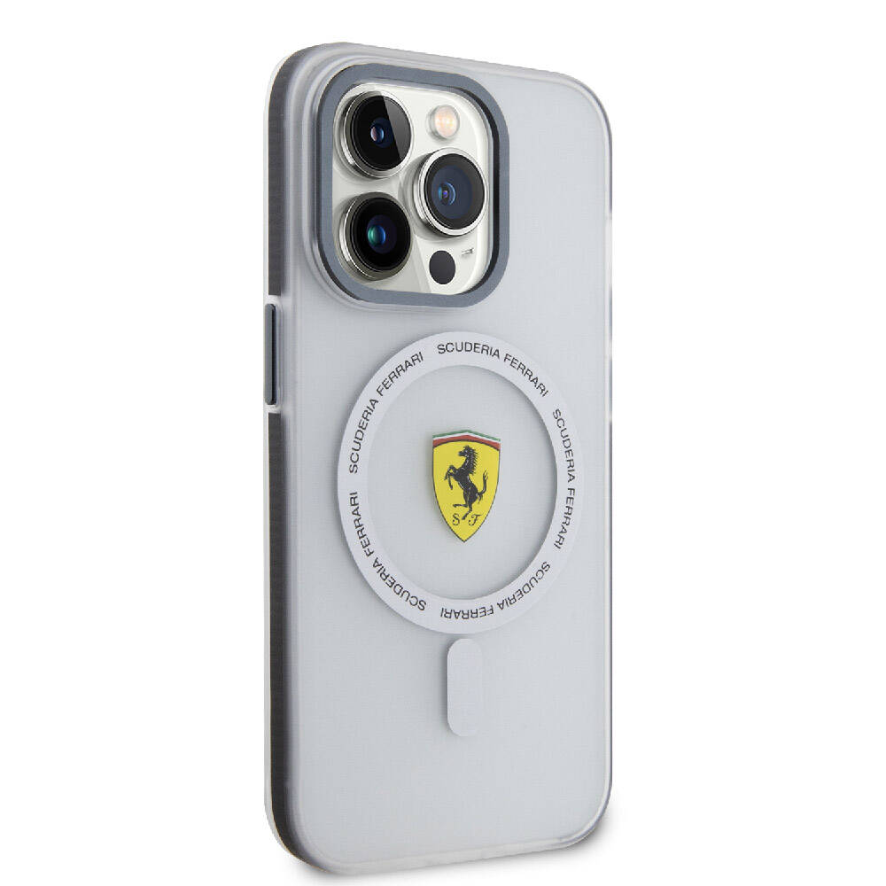 Apple iPhone 15 Pro Max Case Ferrari Original Licensed M-safe Charging Feature Contrast Bumper SF Ring Cover Red