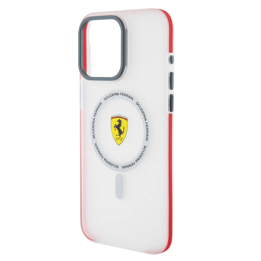 Apple iPhone 15 Pro Max Case Ferrari Original Licensed M-safe Charging Feature Contrast Bumper SF Ring Cover Red