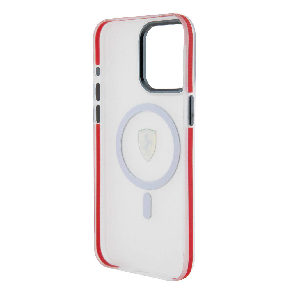 Apple iPhone 15 Pro Max Case Ferrari Original Licensed M-safe Charging Feature Contrast Bumper SF Ring Cover Red