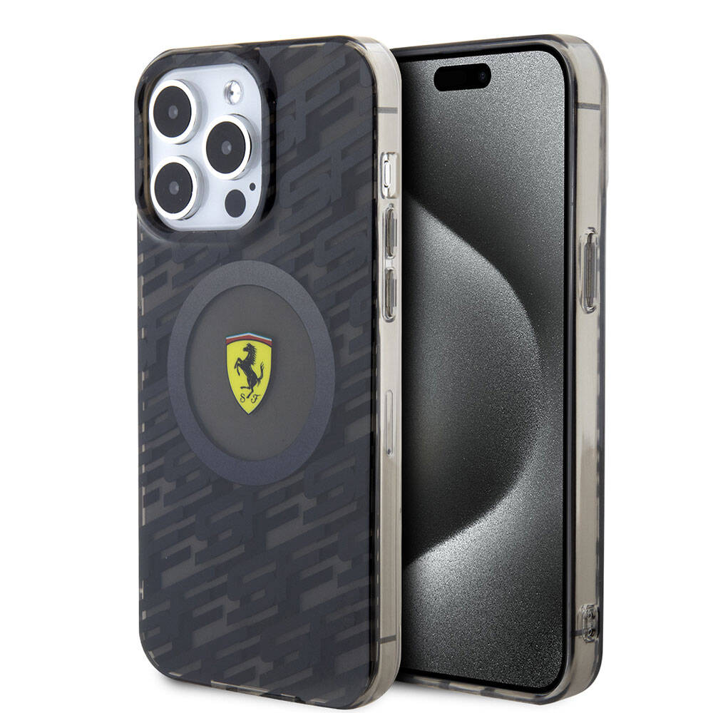 Apple iPhone 15 Pro Max Case Ferrari Original Licensed M-safe Charging Feature Multi SF Cover Gray