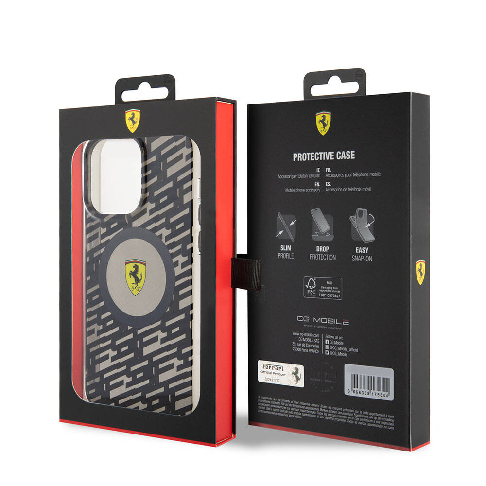 Apple iPhone 15 Pro Max Case Ferrari Original Licensed M-safe Charging Feature Multi SF Cover Gray
