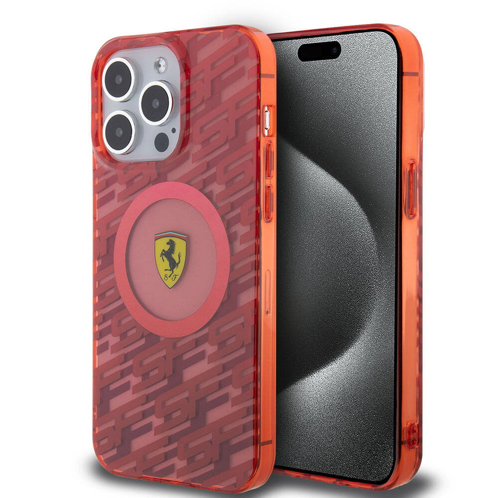 Apple iPhone 15 Pro Max Case Ferrari Original Licensed M-safe Charging Feature Multi SF Cover Red