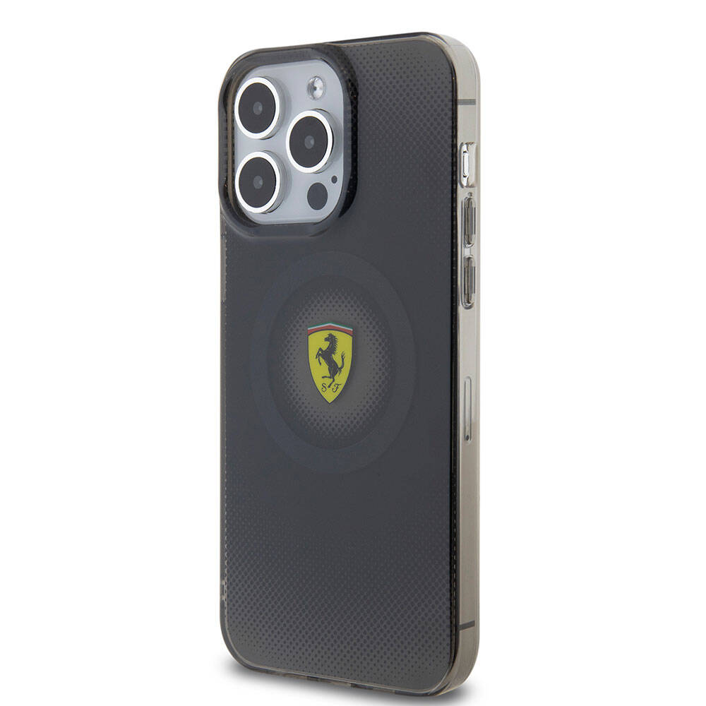 Apple iPhone 15 Pro Max Case Ferrari Original Licensed M-Safe Charging Feature Shattered Dots Patterned Cover Yellow