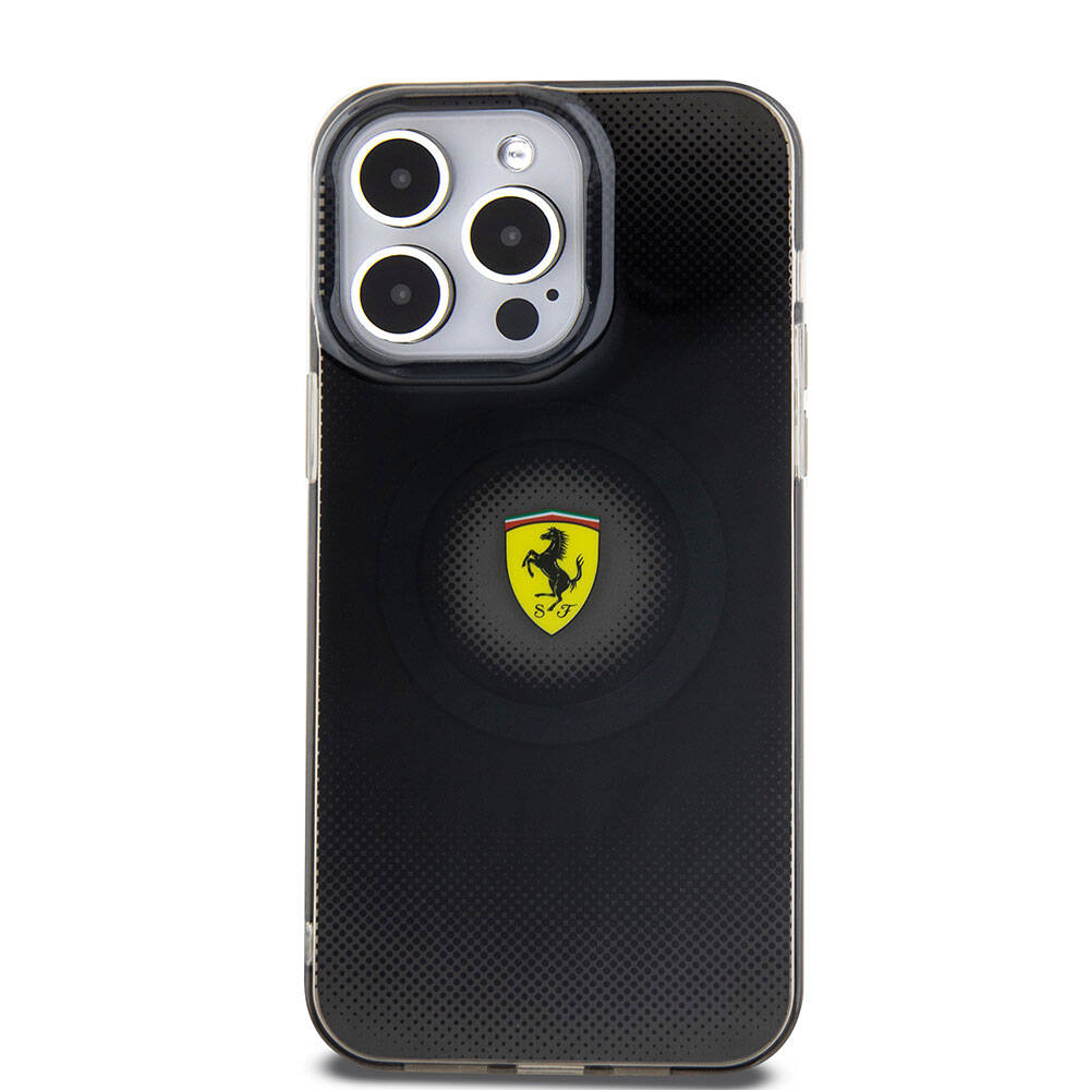 Apple iPhone 15 Pro Max Case Ferrari Original Licensed M-Safe Charging Feature Shattered Dots Patterned Cover Yellow