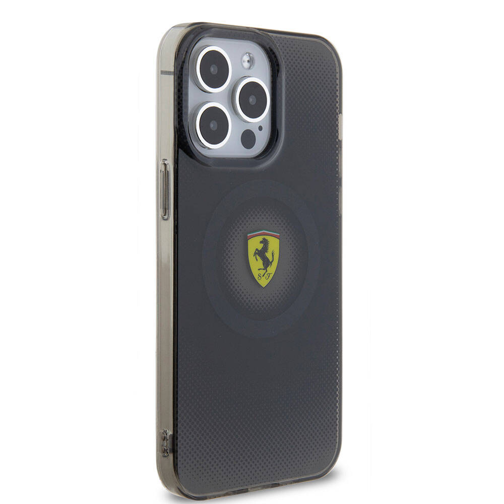 Apple iPhone 15 Pro Max Case Ferrari Original Licensed M-Safe Charging Feature Shattered Dots Patterned Cover Yellow