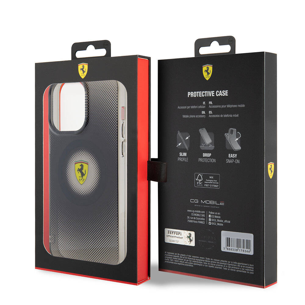 Apple iPhone 15 Pro Max Case Ferrari Original Licensed M-Safe Charging Feature Shattered Dots Patterned Cover Yellow