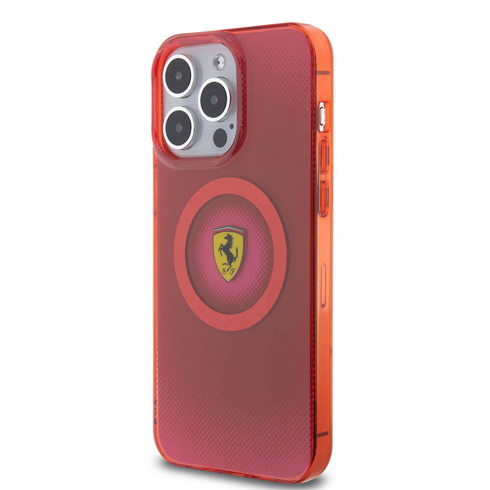 Apple iPhone 15 Pro Max Case Ferrari Original Licensed M-Safe Charging Feature Shattered Dots Patterned Cover Yellow