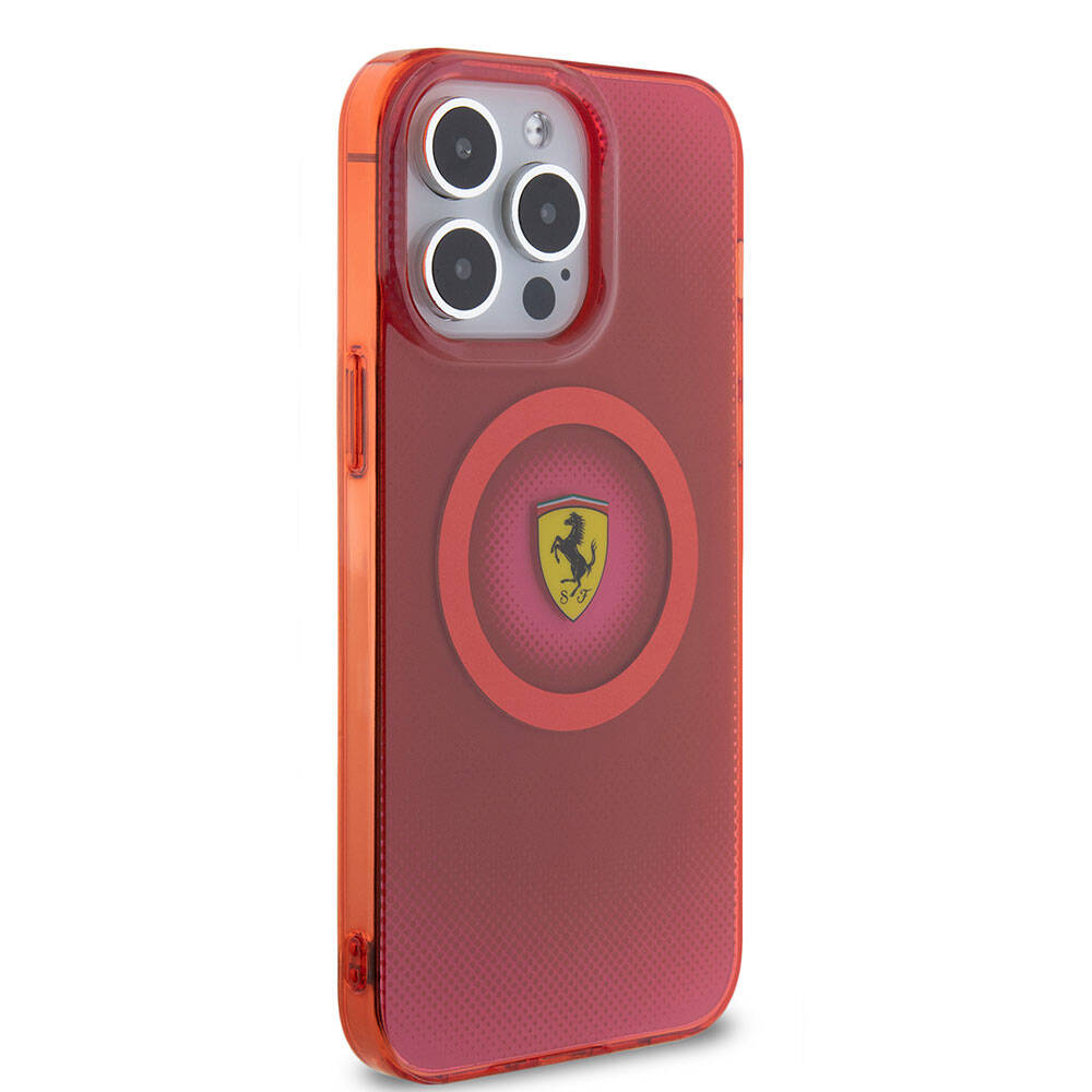 Apple iPhone 15 Pro Max Case Ferrari Original Licensed M-Safe Charging Feature Shattered Dots Patterned Cover Red
