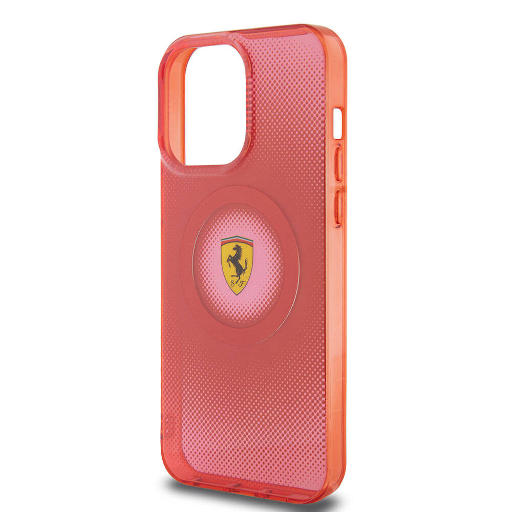 Apple iPhone 15 Pro Max Case Ferrari Original Licensed M-Safe Charging Feature Shattered Dots Patterned Cover Red