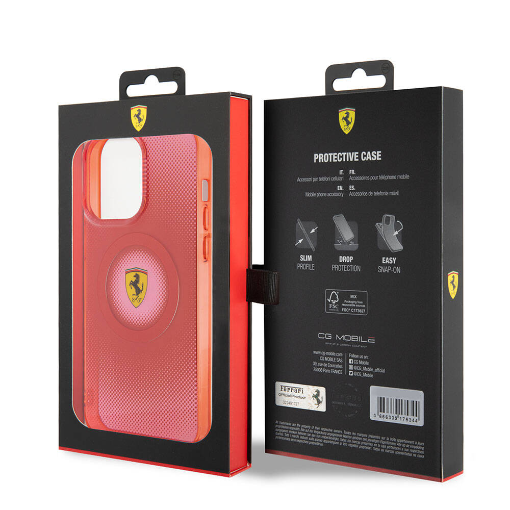 Apple iPhone 15 Pro Max Case Ferrari Original Licensed M-Safe Charging Feature Shattered Dots Patterned Cover Yellow