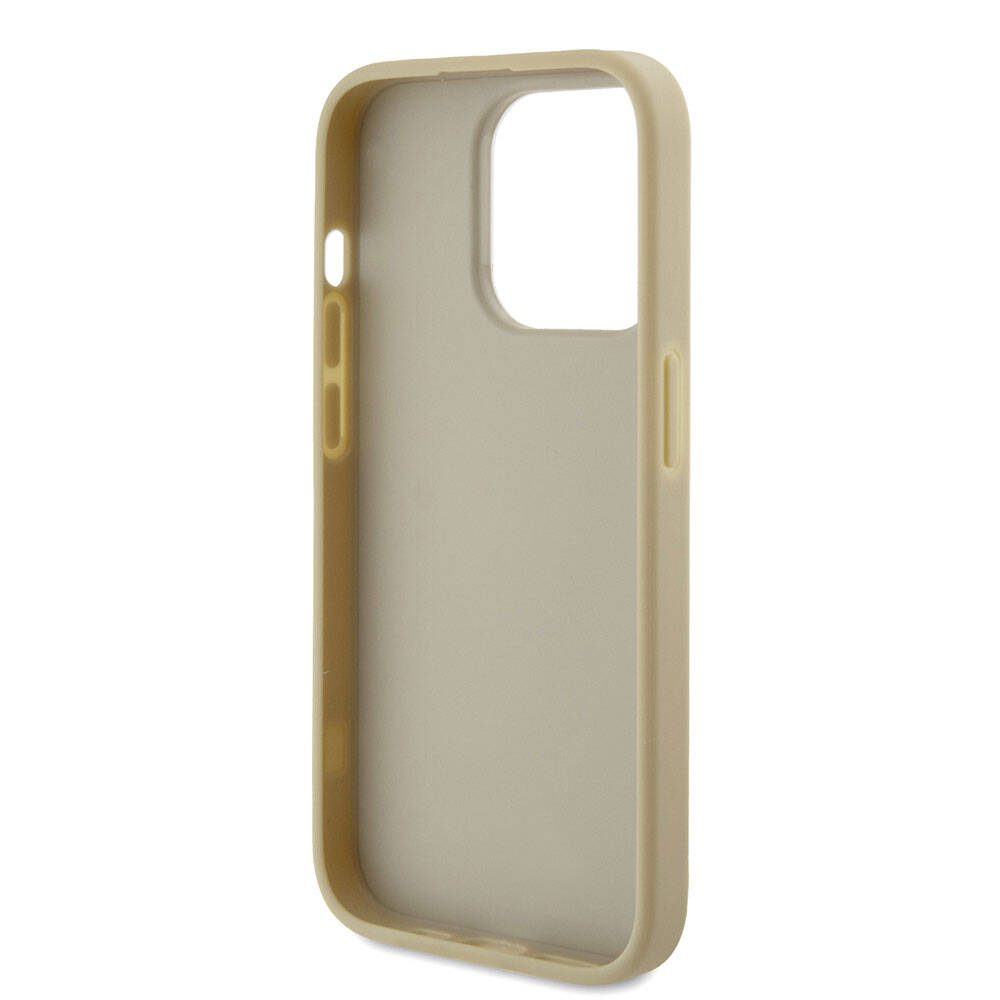 Apple iPhone 15 Pro Max Case Guess Original Licensed 4G Large Metal Logo Glitter Cover Gold
