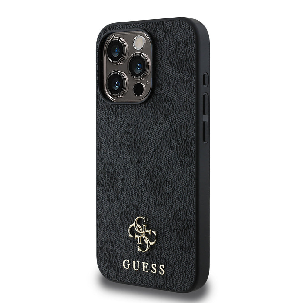 Apple iPhone 15 Pro Max Case Guess Original Licensed M-safe Charging Feature Small 4G Classic Cover Brown