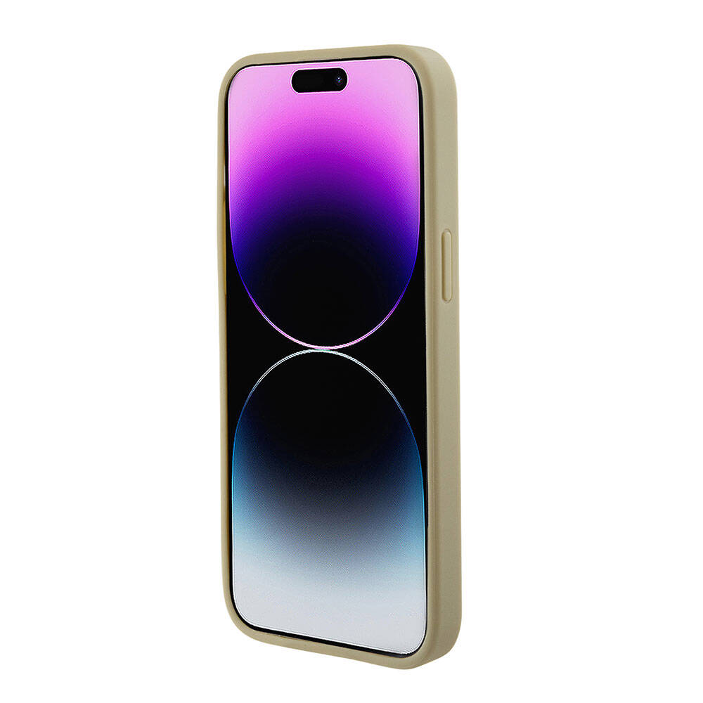 Apple iPhone 15 Pro Max Case Guess Original Licensed M-safe Charging Feature Saffiano Cover Pink with Text Logo