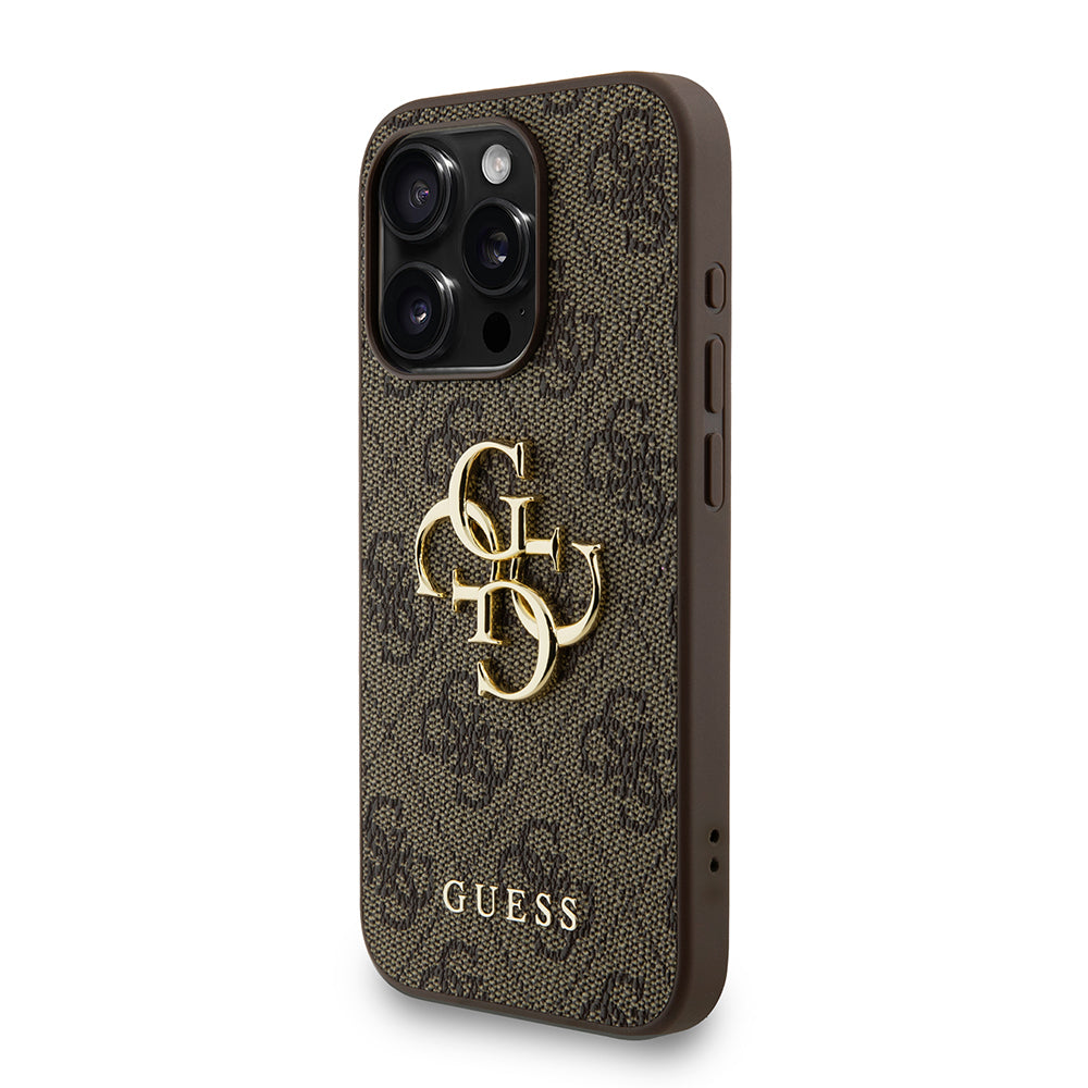 Apple iPhone 15 Pro Max Kılıf Guess Orjinal Lisanslı PU Deri Bilek Askı İpli Metal Büyük 4G ve Yazı Logolu Kapak Pembe