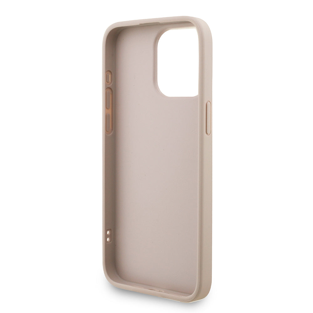 Apple iPhone 15 Pro Max Kılıf Guess Orjinal Lisanslı PU Deri Bilek Askı İpli Metal Büyük 4G ve Yazı Logolu Kapak Kahverengi