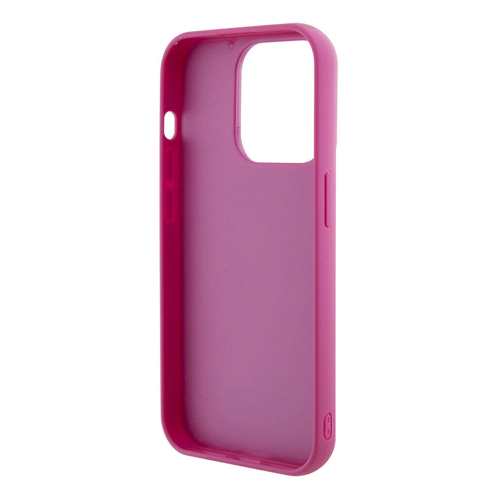 Apple iPhone 15 Pro Max Case Guess Original Licensed Sequin Back Surface Metal Lettering Logo Sequin Script Cover Pink