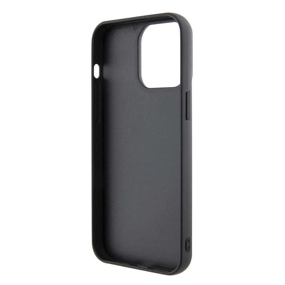 Apple iPhone 15 Pro Max Case Guess Original Licensed Sequin Back Surface Metal Lettering Logo Sequin Script Cover Black