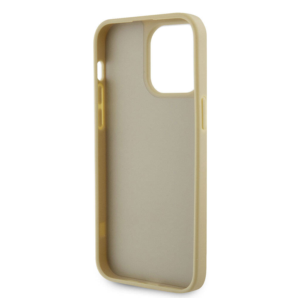 Apple iPhone 15 Pro Max Case Guess Original Licensed Stone Back Surface Triangle Logo Cover Silver