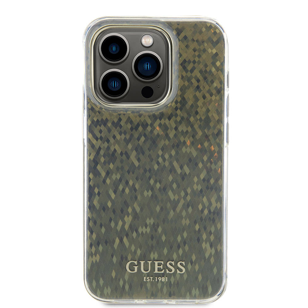 Apple iPhone 15 Pro Max Case Guess Original Licensed Mirror Disco Cover Colorful with Text Logo