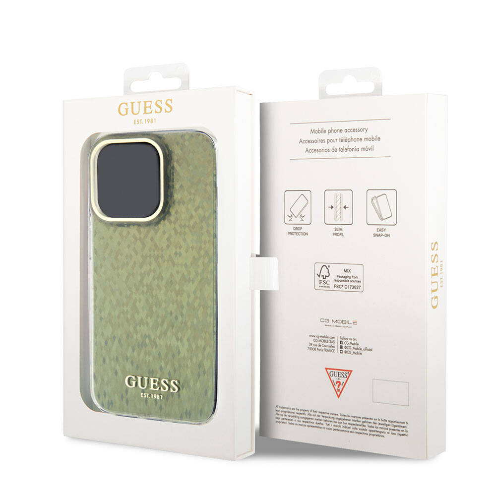 Apple iPhone 15 Pro Max Case Guess Original Licensed Mirror Disco Cover Colorful with Text Logo