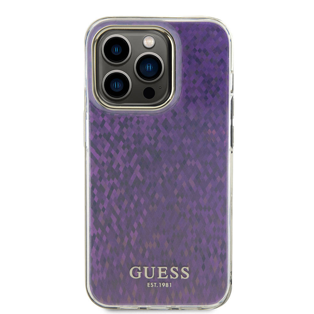 Apple iPhone 15 Pro Max Case Guess Original Licensed Mirror Disco Cover Pink with Text Logo