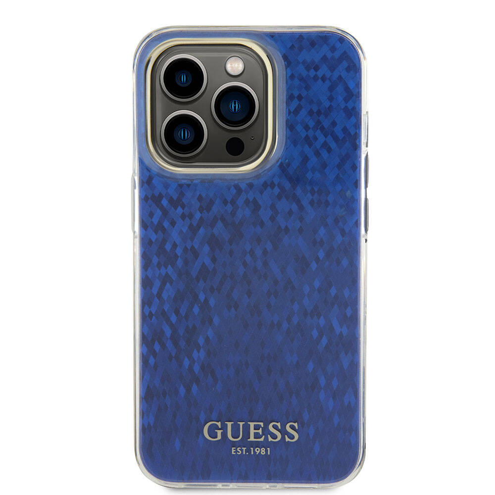 Apple iPhone 15 Pro Max Case Guess Original Licensed Mirror Disco Cover Gold with Text Logo