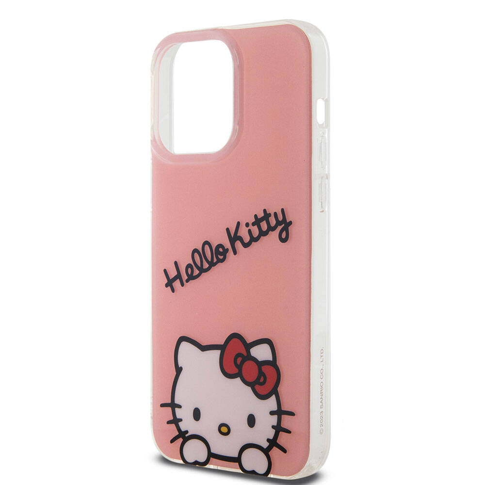 Apple iPhone 15 Pro Max Case Hello Kitty Original Licensed Strap Text and Iconic Logo Daydreaming Cover White