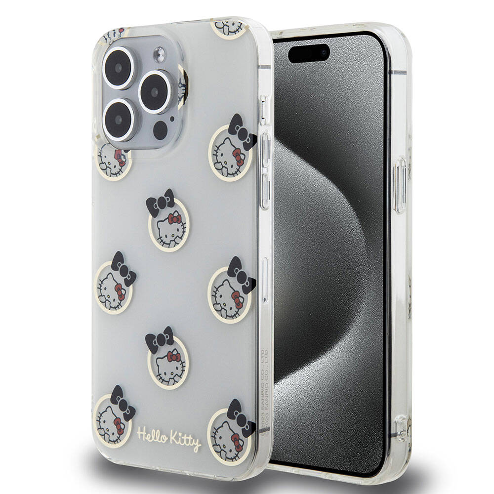 Apple iPhone 15 Pro Max Case Hello Kitty Original Licensed Electroplating Cover Bubble Printed White