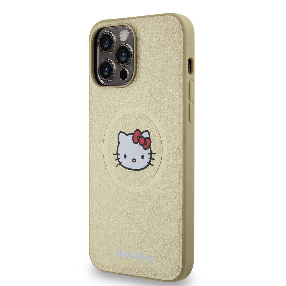 Apple iPhone 15 Pro Max Case Hello Kitty Original Licensed M-safe Charging Feature Kitty Head Leather Cover Black