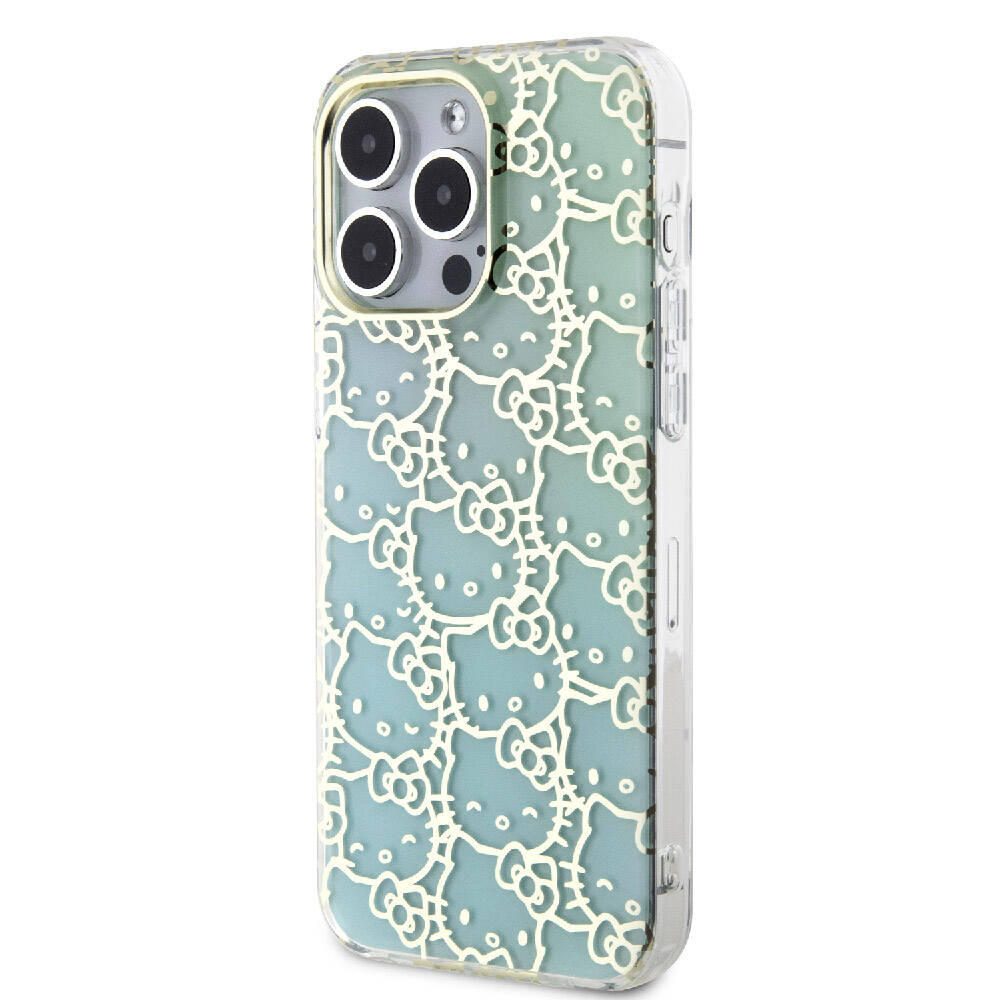 Apple iPhone 15 Pro Max Case Hello Kitty Original Licensed Color Transition Electroplating Coating Kitty Head Patterned Cover Pink