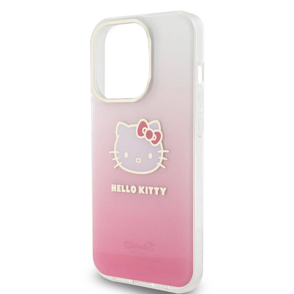 Apple iPhone 15 Pro Max Case Hello Kitty Original Licensed Text and Iconic Logo Electroplating Coating Gradient Cover Pink