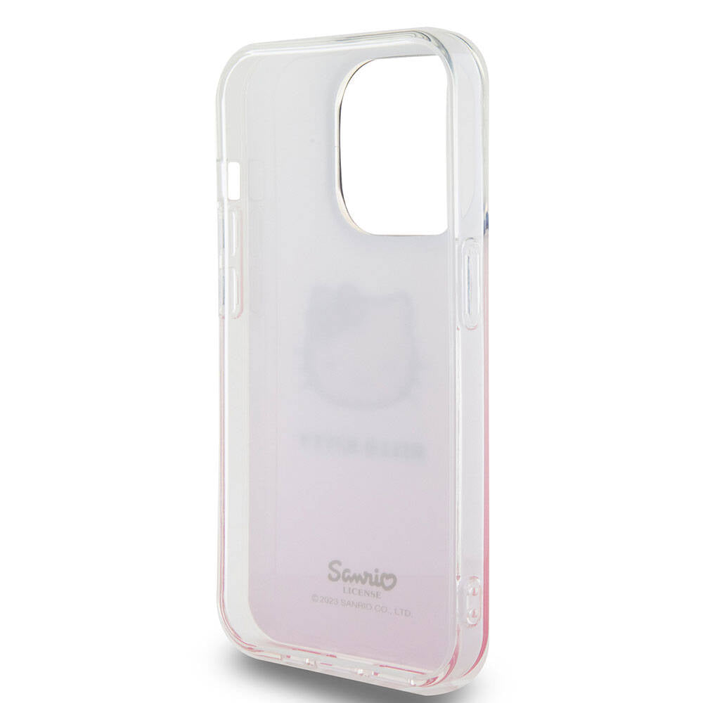 Apple iPhone 15 Pro Max Case Hello Kitty Original Licensed Text and Iconic Logo Electroplating Coating Gradient Cover Pink