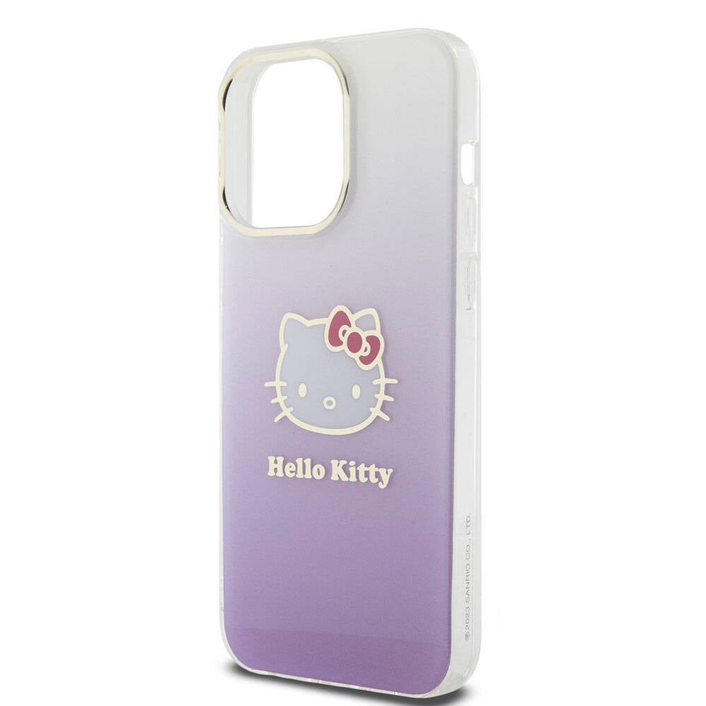 Apple iPhone 15 Pro Max Case Hello Kitty Original Licensed Text and Iconic Logo Electroplating Coating Gradient Cover Pink