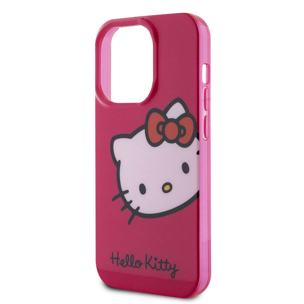 Apple iPhone 15 Pro Max Case Hello Kitty Original Licensed Text and Iconic Logo Kitty Head Cover Pink