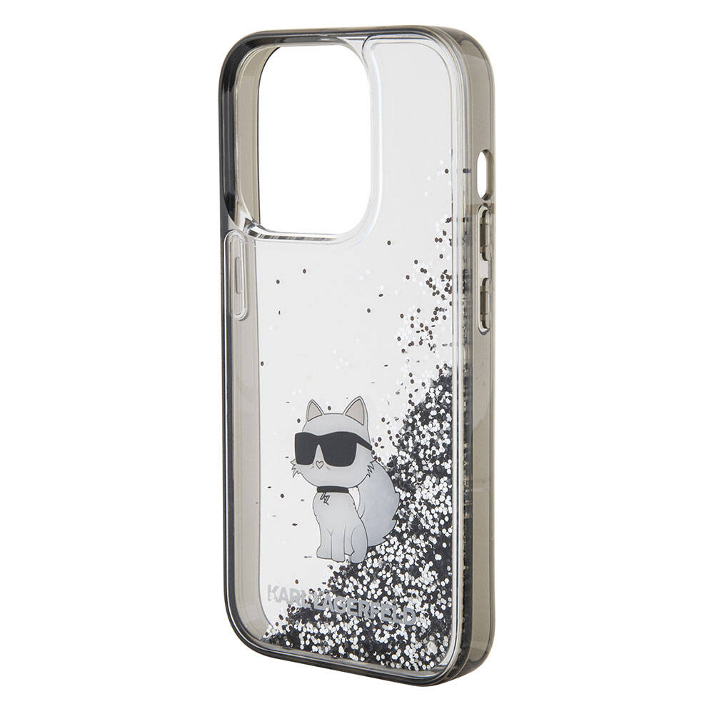 Apple iPhone 15 Pro Max Case Karl Lagerfeld Choupette Liquid Glitter Original Licensed Cover Colorless