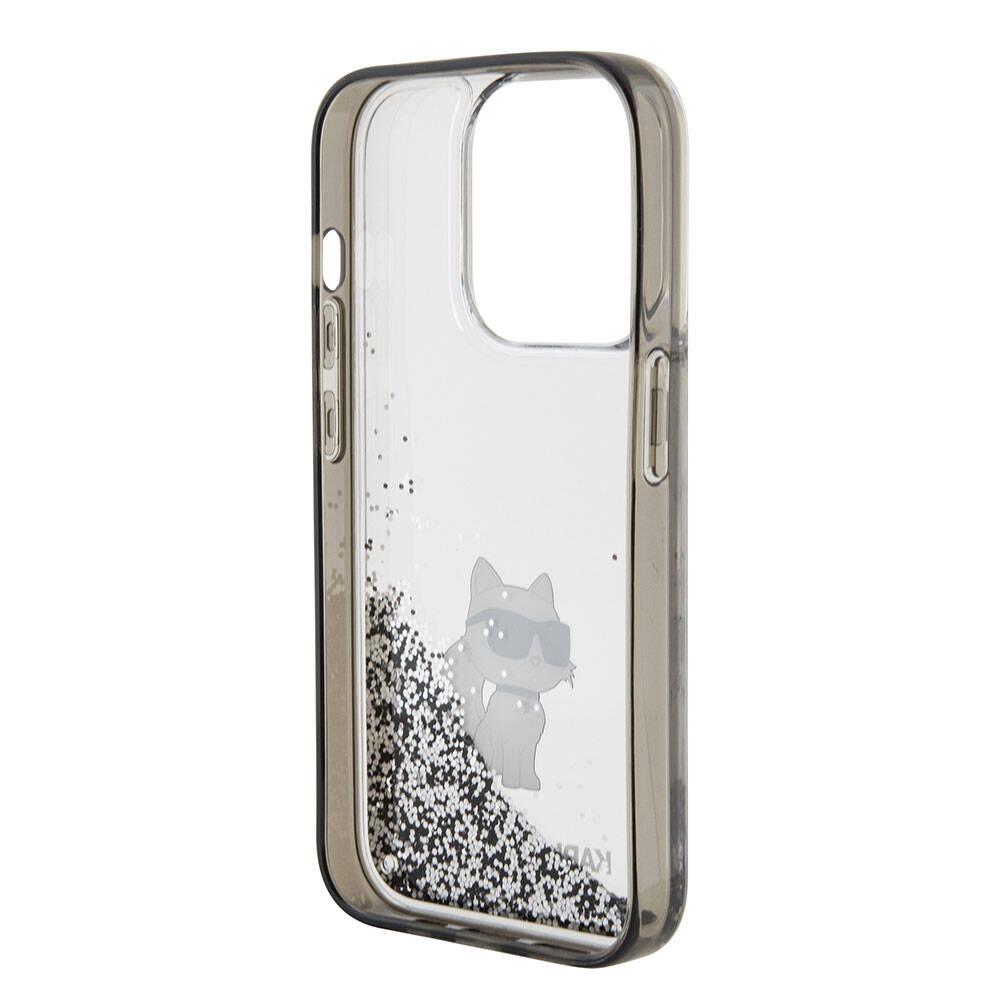 Apple iPhone 15 Pro Max Case Karl Lagerfeld Choupette Liquid Glitter Original Licensed Cover Colorless