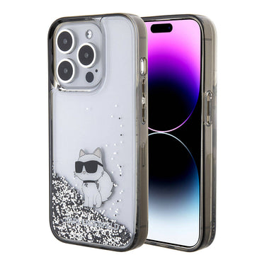 Apple iPhone 15 Pro Max Case Karl Lagerfeld Choupette Liquid Glitter Original Licensed Cover Colorless