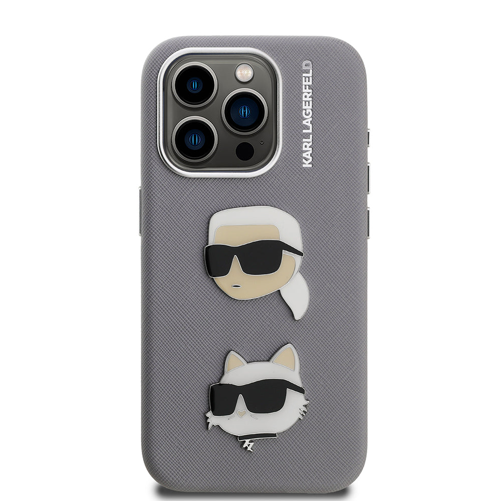 Apple iPhone 15 Pro Max Case Karl Lagerfeld Original Licensed K&C Heads Pin Cover Black